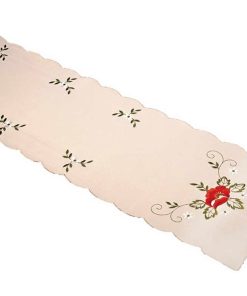 FIONA - Embroidered Red Poppy Table Runner