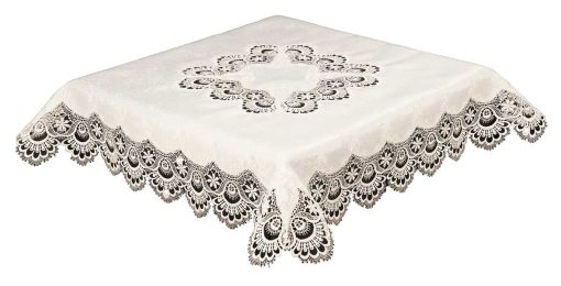 Jenny Lace Tablecloth 35 x 35 inch (85 x 85 cm) Square ivory cream with Macrame lace