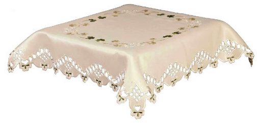 SHAMROCK -Green Embroidered & Cut work Tablecloth 85  x 85 cm (34 x 34") Square