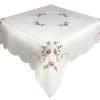 Pink Floral Embroidered Tablecloth in a 85 x 85 cm (34 x 34 inch) Square.