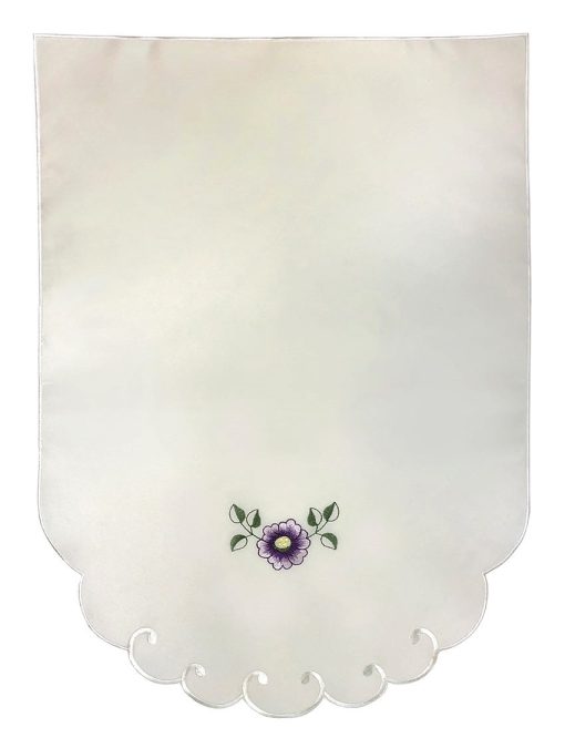 Flora 6 Chair Arm Covers and 5 Chair Backs Embroidered Lilac Flower on Cream - Image 2