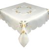 Yellow Floral Embroidered Tablecloth in a 85 x 85 cm (34 x 34 inch) Square.