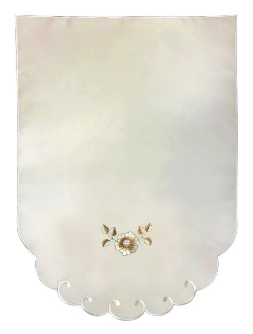 Flora 6 Chair Arm Covers and 5 Chair Backs Embroidered Beige Flower on Cream - Image 2
