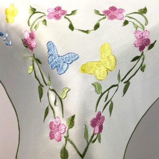 Butterfly Floral Embroidered Tablecloth in a 85 x 85 cm (34 x 34 inch) Square. - Image 2