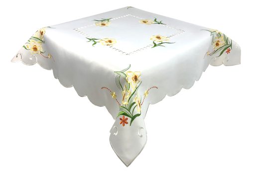 Daffodil Embroidered Tablecloth in a 85 x 85 cm (34 x 34 inch) Square.