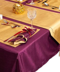 Oxford - Purple 178cm (70") Round Silk Look Cut Out Tablecloth