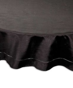 Oxford - Black 178cm (70") Round Silk Look Cut Out Tablecloth