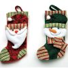 Santa and Snowman Stocking Red and Green 50cm (20")