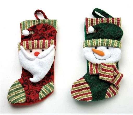 Santa and Snowman Stocking Red and Green 50cm (20")