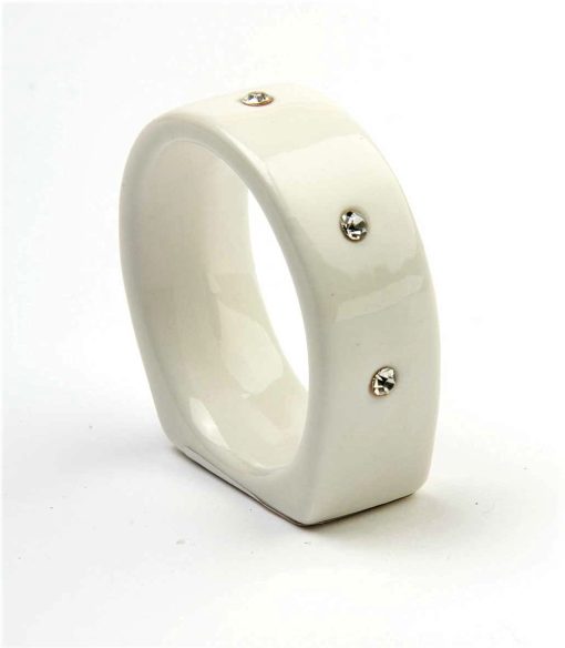 Porcelain Napkin Rings (2) with Diamond Style Surround 5cm - Image 6