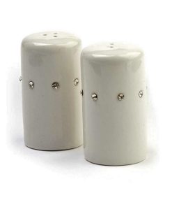 Porcelain Salt & Pepper with Diamond Style Surround White 4x7cm