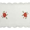 POINSETTIA ROSE Embroidered Christmas Placemat Ivory 33 x 46 cm (13x18") Oblong
