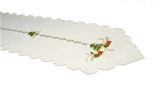 Christmas Spruce Tree White or Red Table Runner With Spruce Tree Embroidery 33 x 180 cm (13 x 70") Length - Image 2