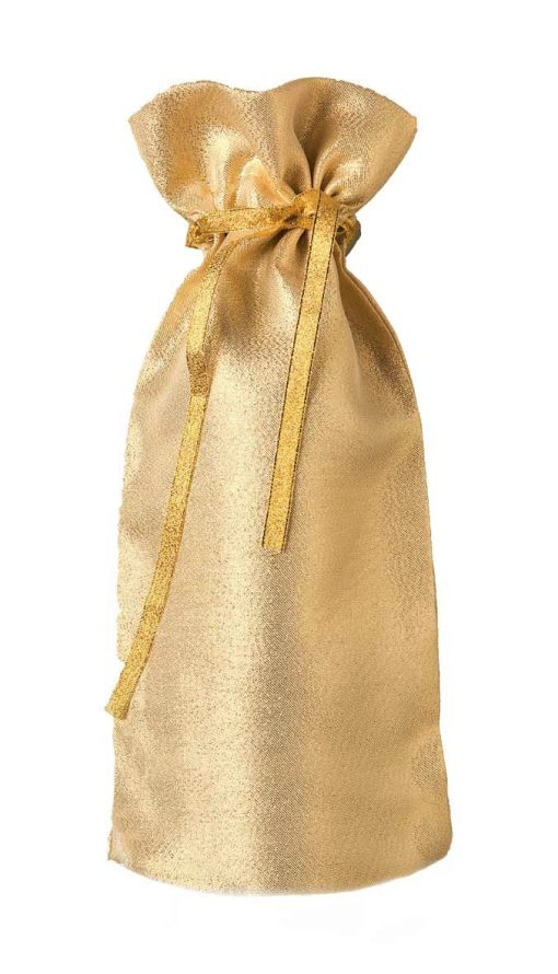 A Pair of Glitterazzi Wine Bottle Bags in Gold