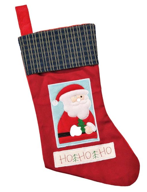 Santa in Window - Embroidered/Appliqued Stocking 40x18cm (16x7")