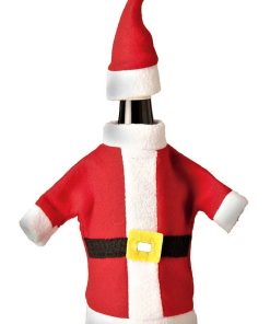 A Pair of Santa Wine Bottle Covers with Hat
