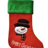 SNOWMAN -HAPPY CHRISTMAS Velvet Applique Stocking 38x20cm (15x8")