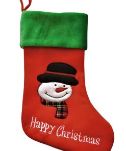 SNOWMAN -HAPPY CHRISTMAS Velvet Applique Stocking 38x20cm (15x8")