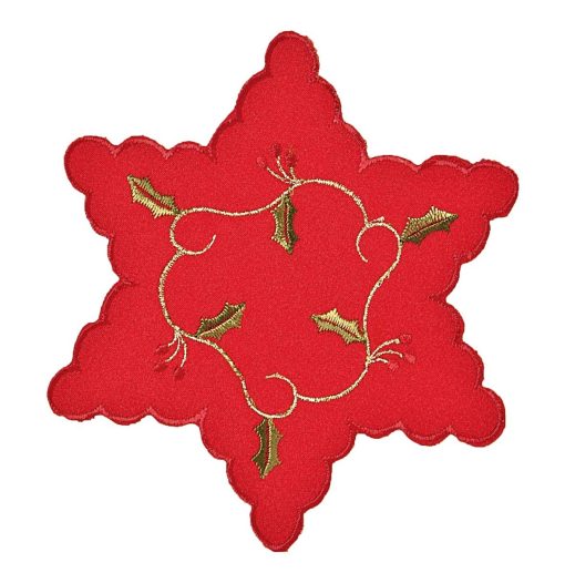 HOLLY VINES Embroidered Christmas Doilies, Tree Skirt and Mantle Runner - Image 4