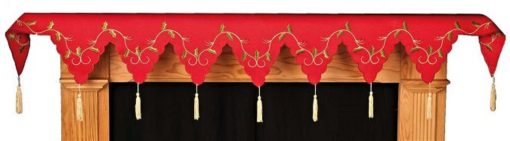 HOLLY VINES RED Embroidered Christmas Mantle Runner