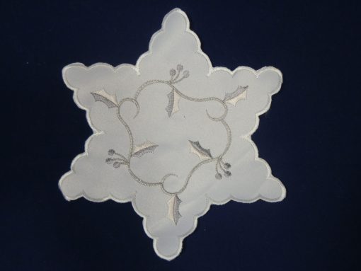 HOLLY VINES Embroidered Christmas Doilies, Tree Skirt and Mantle Runner - Image 8