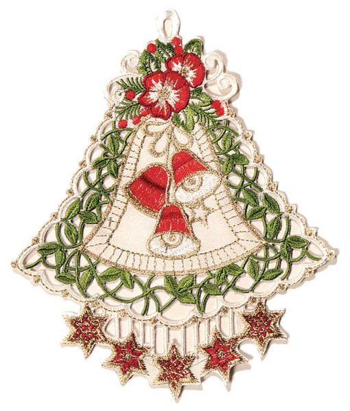 SET of 4 Embroidered Tree Decorations - Tree/Sleigh/Snowman/Bell 19cms (7.5") - Image 3