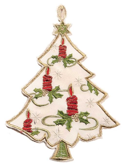 SET of 4 Embroidered Tree Decorations - Tree/Sleigh/Snowman/Bell 19cms (7.5") - Image 2