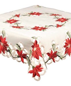 Red Poinsettia Tablecloth