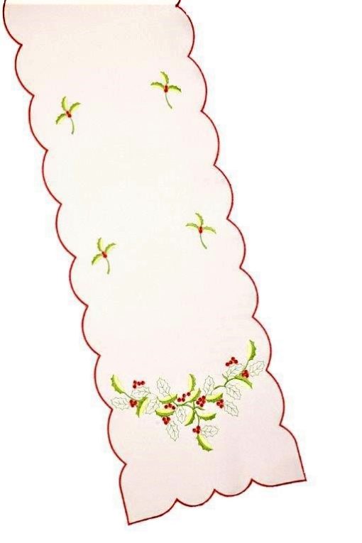 Bells, Candles and Tree Embroidered Christmas Table Runners - Image 6