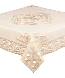 CELTIC KNOT Embroidered Tablecloth Cream 85 x 85 cm (34 x 34") Square