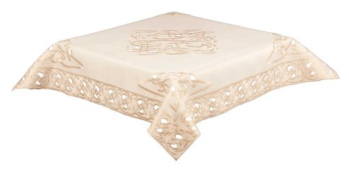 CELTIC KNOT Embroidered Tablecloth Cream 85 x 85 cm (34 x 34") Square