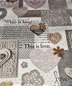 Hearts and Lace Vinyl Tablecloth 137cm (54" Wide)
