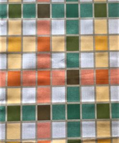Green, White and Orange Check Vinyl Tablecloth 137cm (54" Wide)