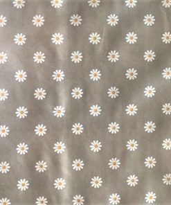 White Daisy on Grey Vinyl Tablecloth 137 cm (54" Wide)