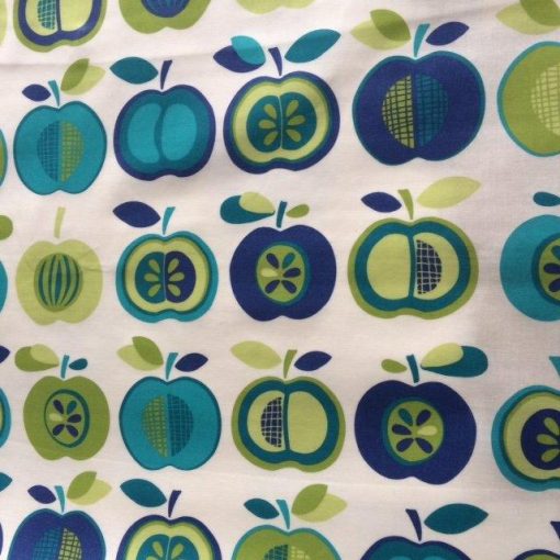 GREEN APPLES Oilcloth Tablecloth, Coated Cotton Sold in Half Metres 137cm (54") Wide