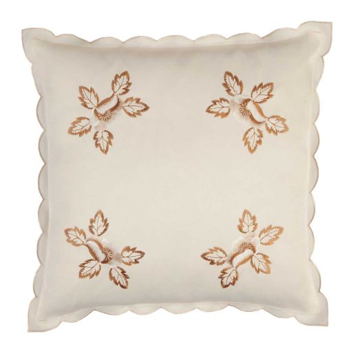 FIONA - Embroidered Poppy Cushion Cover 43 x 43 cm (16 x 16") Red, Beige or Lilac - Image 3