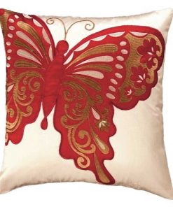 Butterfly embroidered cushion cover