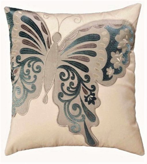 BUTTERFLY - Embroidered / Appliqued Cushion Cover 43 x 43 cm (16 x 16") - Image 2