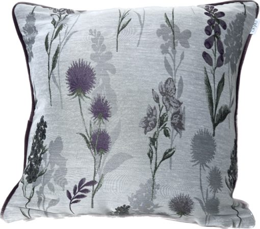 Toulon Floral Velvet Cushion Covers Mauve or Pink Linen Look Ground with Premium Velvet Reverse, 45 x 45 cm. (18 x 18") Cushion Case - Image 2