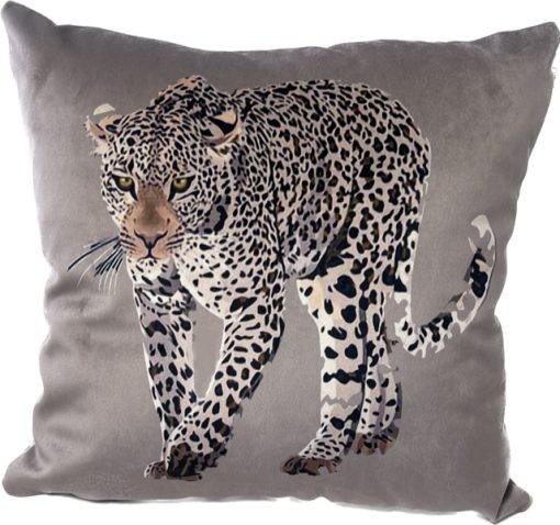 Leopard Velvet Cushion Covers on Natural or Ochre, 45 x 45 cm (18 x 18") - Image 2