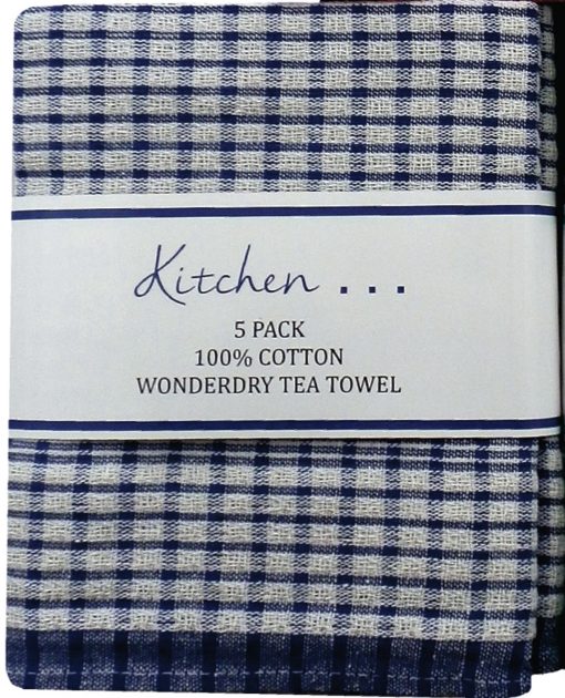 Wonderdry Check Glass Cloth Tea Towels Pack of 5 - Image 2