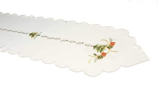 Spruce Tree Christmas Embroidered Tablecloth on a Red or White Ground - Image 5