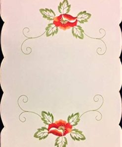 FIONA - 2 x Embroidered Red Poppy Place mats 30 x 45 cm (12 x 18") Oblong