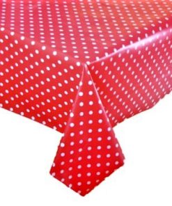 RED POLKA DOT - Vinyl Tablecloth 137 cm (54" Wide)