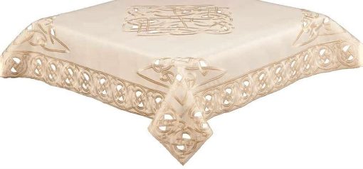 CELTIC KNOT Embroidered Tablecloth Cream 85 x 85 cm (34 x 34") Square - Image 2