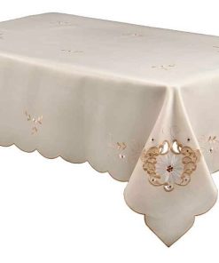 MONICA - Cut Work Daisy Tablecloth Natural / Cream 178 x 280 cm (70 x 108") Oblong