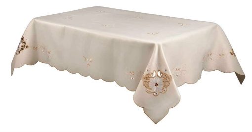 MONICA - Cut Work Daisy Tablecloth Natural / Cream 178 x 280 cm (70 x 108") Oblong