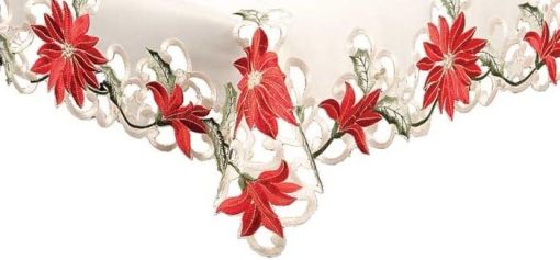 Red Poinsettia Tablecloth 85 x 85 cm (35 x 35") Square - Image 3