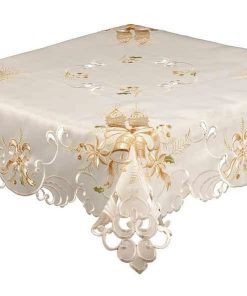 Gold candle Christmas tablecloth