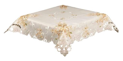 Gold candle Christmas tablecloth
